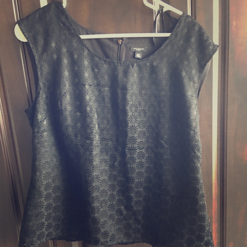 Black top with flower embroidery